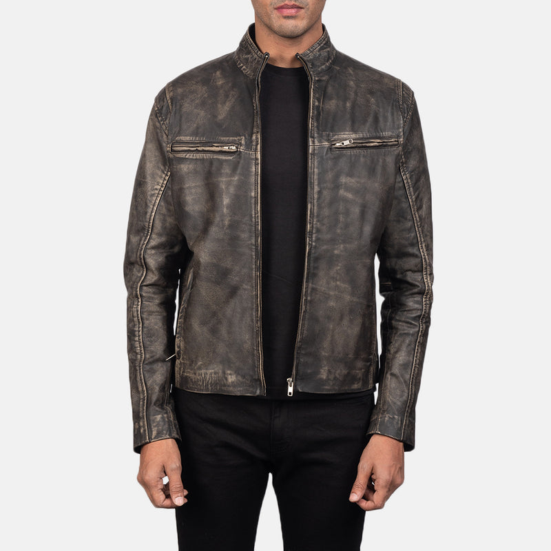 Men's Real Distressed Brown Leather Fashion Jacket