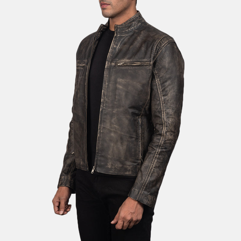 Men's Real Distressed Brown Leather Fashion Jacket