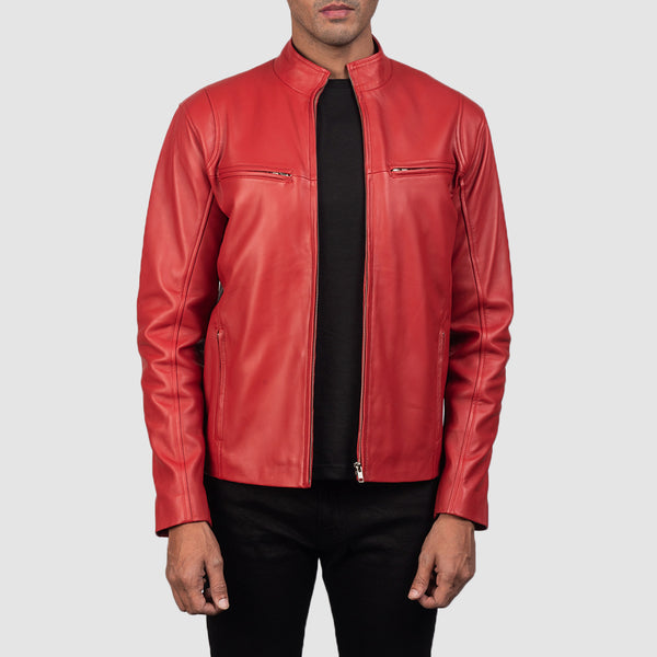 Men's Real Red Leather Fashion Jacket