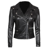 Black Biker women's real leather jackets sale - Fashions Garb