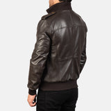 Men's Brown Leather Bomber Jacket