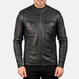 Men's Real Black Leather Fashion Jacket