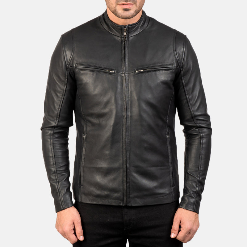 Men's Real Black Leather Fashion Jacket