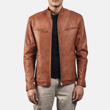  Real Brown Leather Fashion Jacket