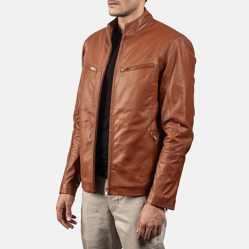  Real Brown Leather Fashion Jacket