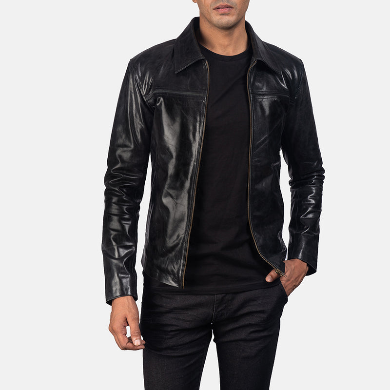 Black Men's Leather Fashion Jacket