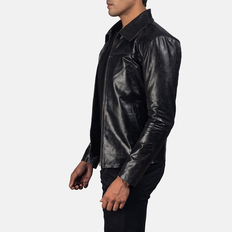 Black Men's Leather Fashion Jacket