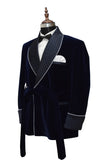 Mens Navy Blue Smoking Jackets Designer Luxury Party Wear Quilted Coats