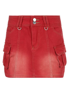  Korean Style Low Rise Denim Skirts  Solid Color