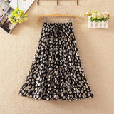 Floral skirt women high waist floral printed chiffon long skirt 