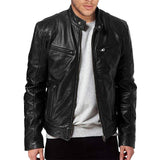  Slim Fit Stand Collar Motorcycle Zipper Jackets 