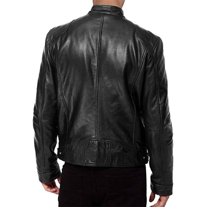  Slim Fit Stand Collar Motorcycle Zipper Jackets 