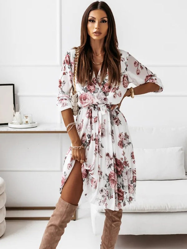  Floral Print Beach Dress Black Mini Dresses 