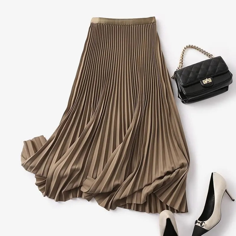 Long Pleated Skirts for Women  Spring Midi Skirt