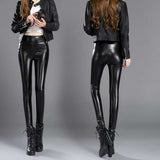 Winter Faux Leather Pants Women