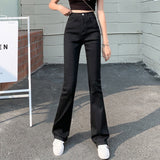 Flared Jeans Woman High Waist Denim Trousers For Female Blue White Black