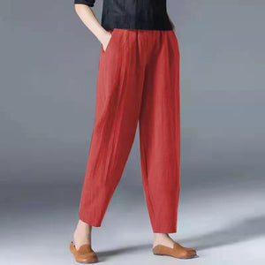 Cotton Linen Ankle Length Pants Women