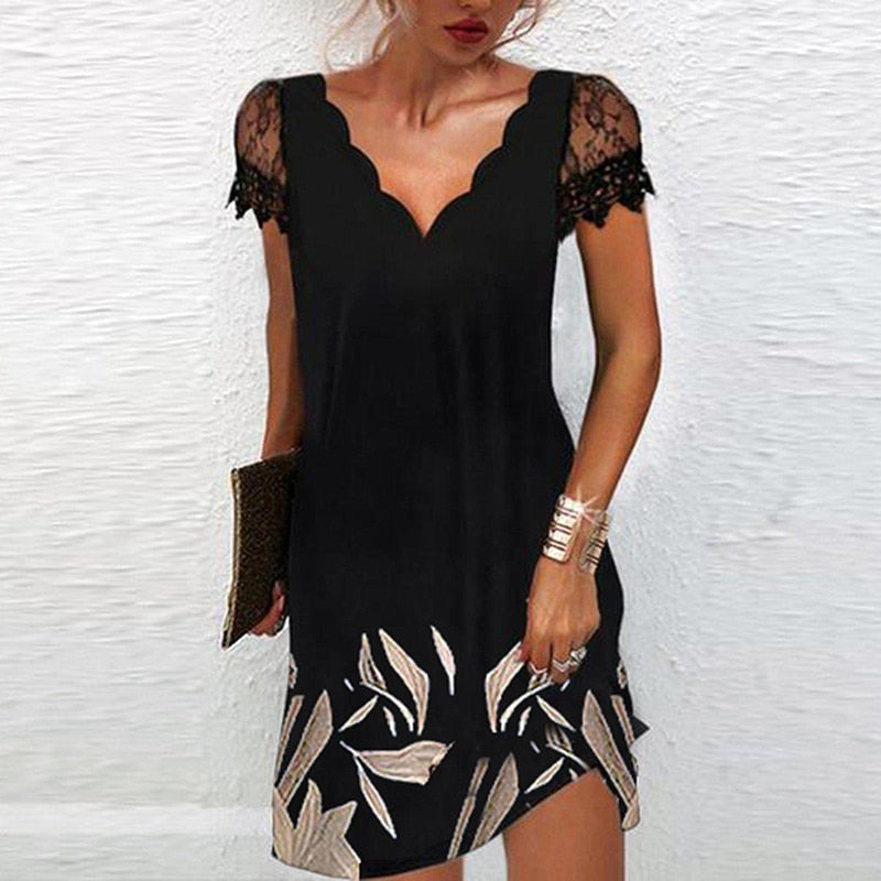 Short Sleeves Mini Dresses Ladies