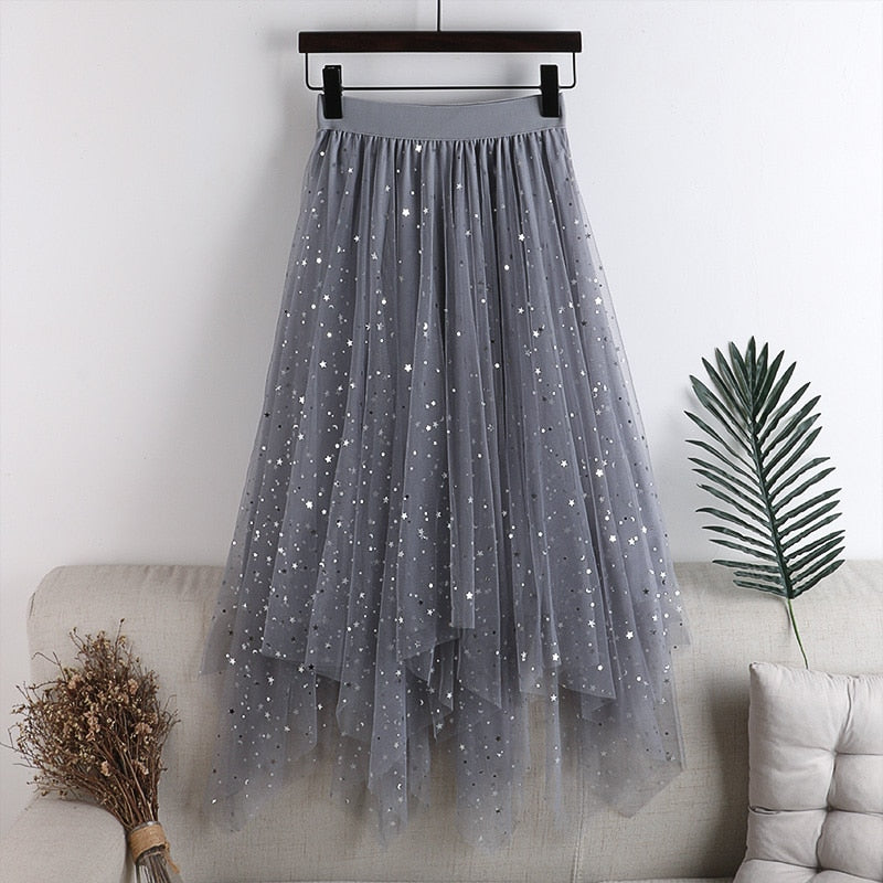 Irregular Glitter Skirts Women