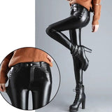 Winter Faux Leather Pants Women