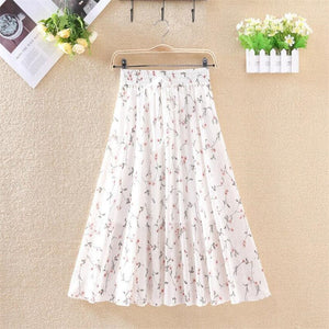 Floral skirt women high waist floral printed chiffon long skirt 