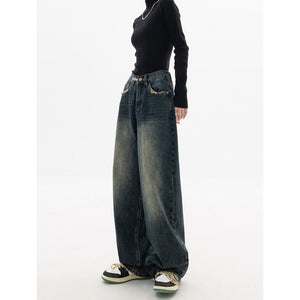  Fashion Street wear Wide Leg Jean Female