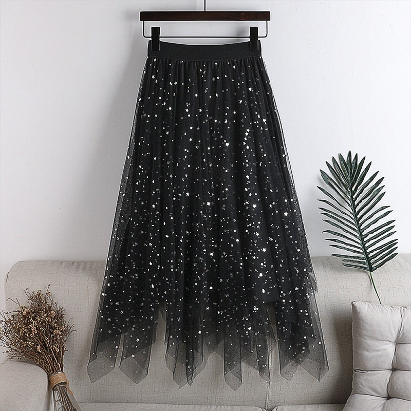 Irregular Glitter Skirts Women