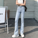 Flared Jeans Woman High Waist Denim Trousers For Female Blue White Black