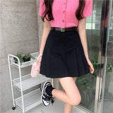 Pleated Skirts Women Solid Design Fashion  Mini High Waist Skirt