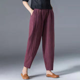 Cotton Linen Ankle Length Pants Women