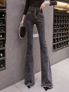 New High Waist Slimming  Flared Trousers Korean Fashion