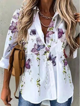 Print Long Sleeve Loose Shirts Spring Summer