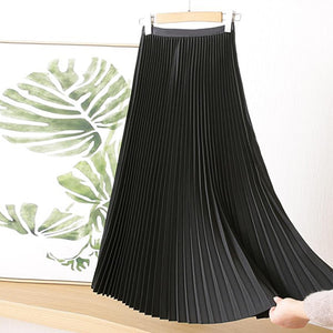 Long Pleated Skirts for Women Midi Skirt 