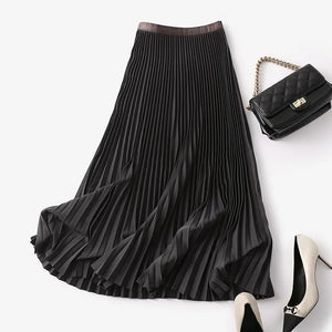 Long Pleated Skirts for Women  Spring Midi Skirt