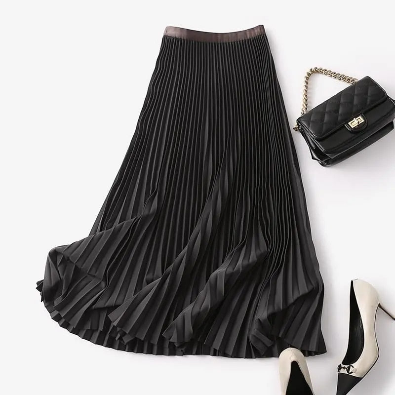 Long Pleated Skirts for Women  Spring Midi Skirt