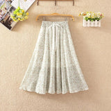 Floral skirt women high waist floral printed chiffon long skirt 