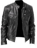  Slim Fit Stand Collar Motorcycle Zipper Jackets 