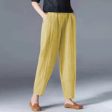 Cotton Linen Ankle Length Pants Women