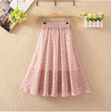 Floral skirt women high waist floral printed chiffon long skirt 