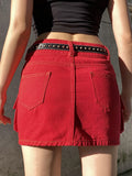  Korean Style Low Rise Denim Skirts  Solid Color