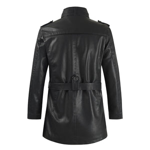 New men mid-length leather jacket