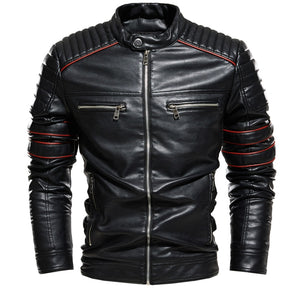 Men Jacket Coffee Leather Jacket Men Motorcycle Jacket 