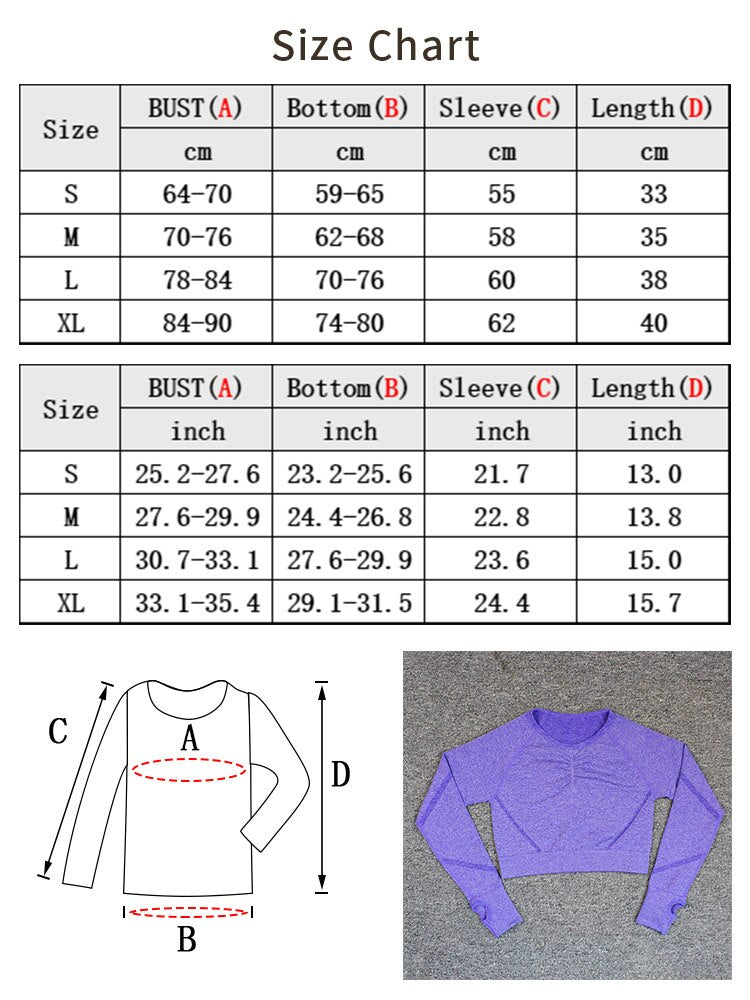 Seamless Long Sleeve Gym T-Shirts Women Spandex Crop Top Slim Tee Running Fitnes Yoga Fitness Sports Shirts Workout Clothes