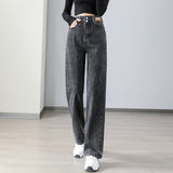  Women Jeans Straight Casual Korean Famale Fashion