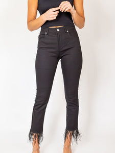  Denim Pants High Waist Zipper Pockets Trousers