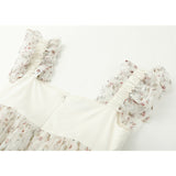 Women Straps Dress Broken Flowers Sleeve Casual Fashion Vintage