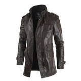 New men mid-length leather jacket