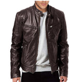  Slim Fit Stand Collar Motorcycle Zipper Jackets 