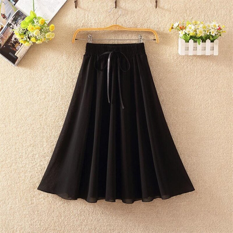 Floral skirt women high waist floral printed chiffon long skirt 