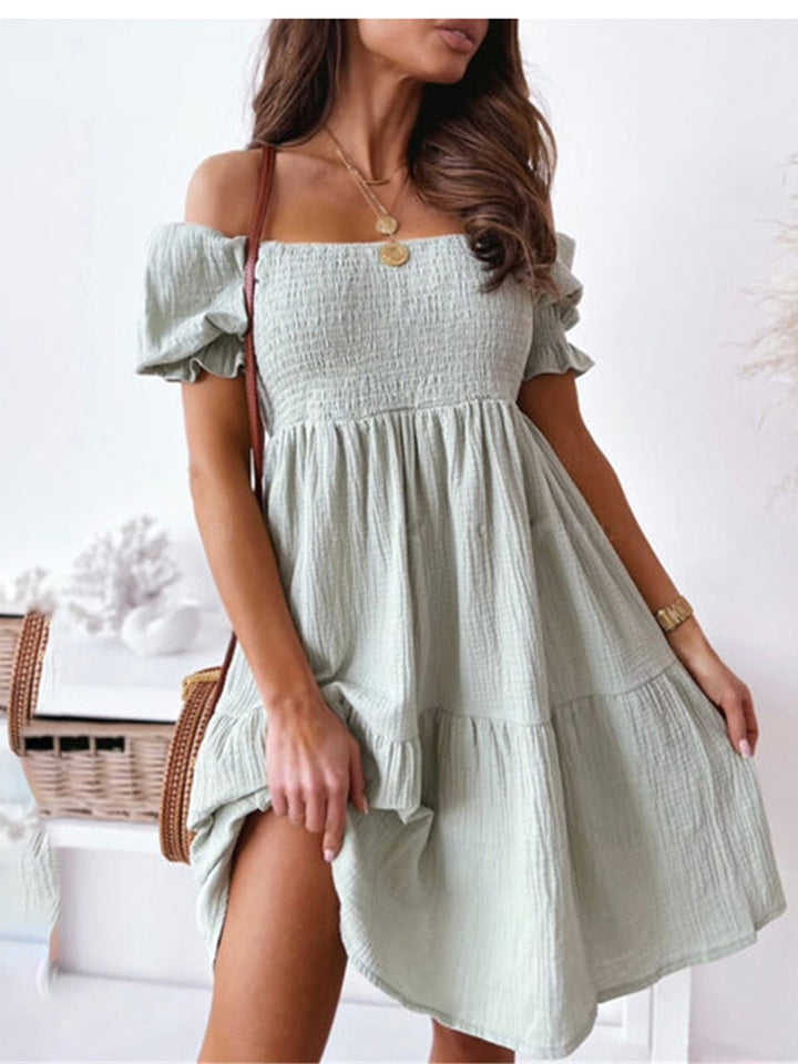 Casual Loose Mini Dresses For Women Elegant Short Sleeve Robe Femme